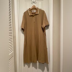 Hanes Tan Polo Midi Dress with Contrast Collar